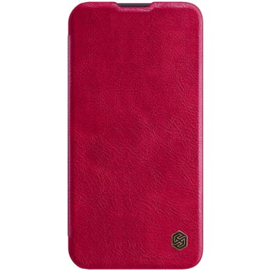 iPhone 13 PRO raudonas odinis QIN dėklas 1