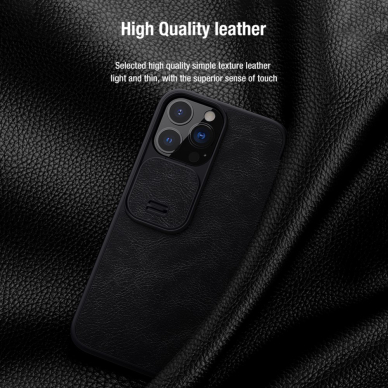 iPhone 13 PRO raudonas odinis QIN dėklas 3