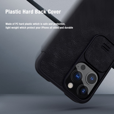 iPhone 13 PRO raudonas odinis QIN dėklas 6