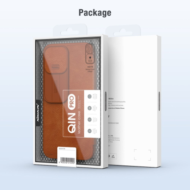 iPhone 13 PRO raudonas odinis QIN dėklas 8