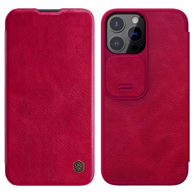 iPhone 13 PRO raudonas odinis QIN dėklas