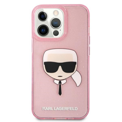 iPhone 13 PRO rožinė glitter KARL LAGERFELD nugarėlė KLHCP13LKHTUGLP 3