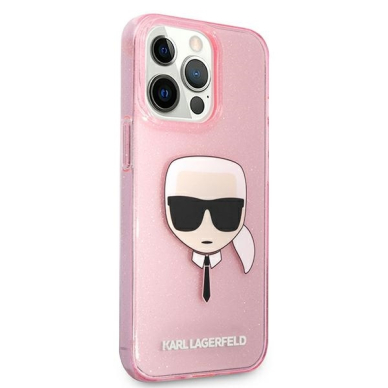 iPhone 13 PRO rožinė glitter KARL LAGERFELD nugarėlė KLHCP13LKHTUGLP 4