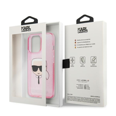 iPhone 13 PRO rožinė glitter KARL LAGERFELD nugarėlė KLHCP13LKHTUGLP 7
