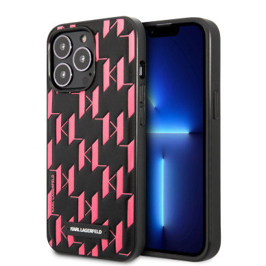 iPhone 13 PRO rožinė+juoda KARL LAGERFELD nugarėlė KLHCP13LMNMP1P