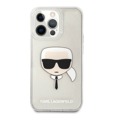 iPhone 13 PRO sidabro spalvos glitter KARL LAGERFELD nugarėlė KLHCP13LKHTUGLS 2