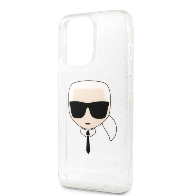 iPhone 13 PRO sidabro spalvos glitter KARL LAGERFELD nugarėlė KLHCP13LKHTUGLS 5