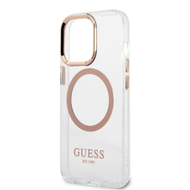 iPhone 13 PRO skaidri + aukso spalvos Magsafe GUESS nugarėlė GUHMP13LHTRMD 5