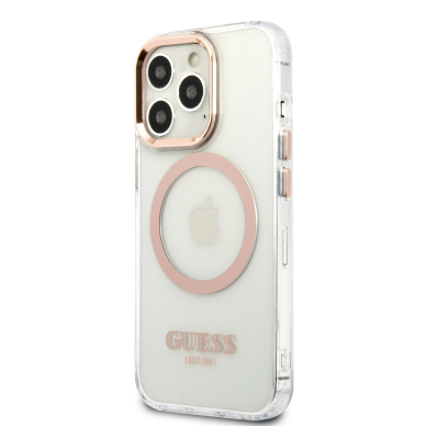 iPhone 13 PRO skaidri + aukso spalvos Magsafe GUESS nugarėlė GUHMP13LHTRMD 3
