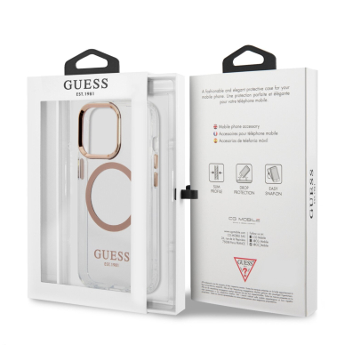iPhone 13 PRO skaidri + aukso spalvos Magsafe GUESS nugarėlė GUHMP13LHTRMD 7