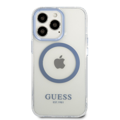 iPhone 13 PRO skaidri + mėlyna Magsafe GUESS nugarėlė GUHMP13LHTRMB 2