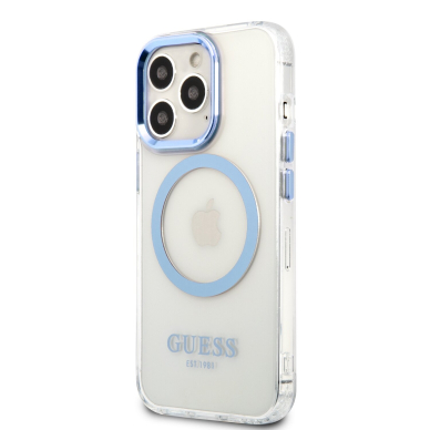 iPhone 13 PRO skaidri + mėlyna Magsafe GUESS nugarėlė GUHMP13LHTRMB 3