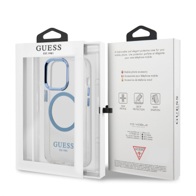 iPhone 13 PRO skaidri + mėlyna Magsafe GUESS nugarėlė GUHMP13LHTRMB 7