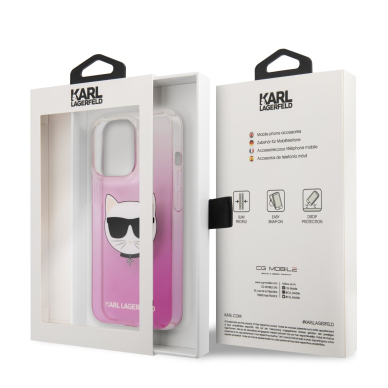 iPhone 13 PRO skaidri-rožinė KARL LAGERFELD nugarėlė KLHCP13LCTRP 7