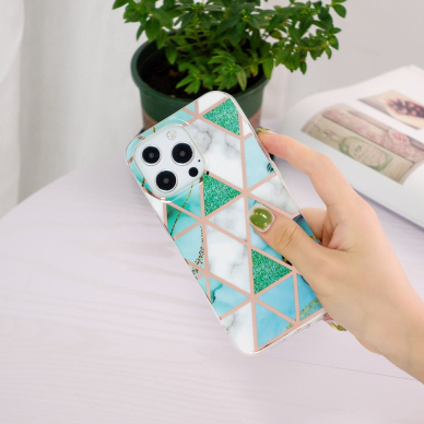 iPhone 13 PRO Tracy nugarėlė Geometric marble green 2