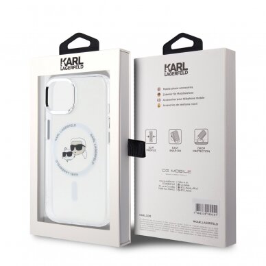 iPhone 14/13 white Magsafe IML Metal KC Heads KARL LAGERFELD nugarėlė 7