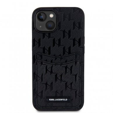 iPhone 14/13 black Saffiano Monogram Card Slot KARL LAGERFELD nugarėlė 3