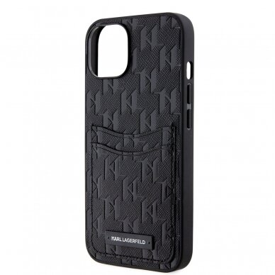 iPhone 14/13 black Saffiano Monogram Card Slot KARL LAGERFELD nugarėlė 5