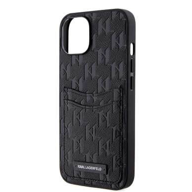 iPhone 14/13 black Saffiano Monogram Card Slot KARL LAGERFELD nugarėlė 5