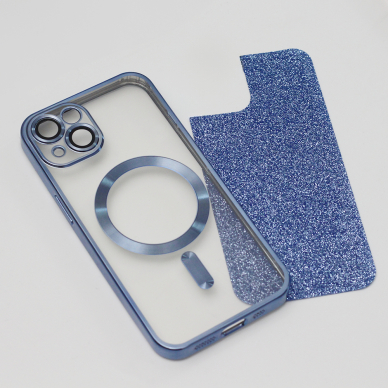 iPhone 14 blue Glitter Chrome Mag nugarėle 4