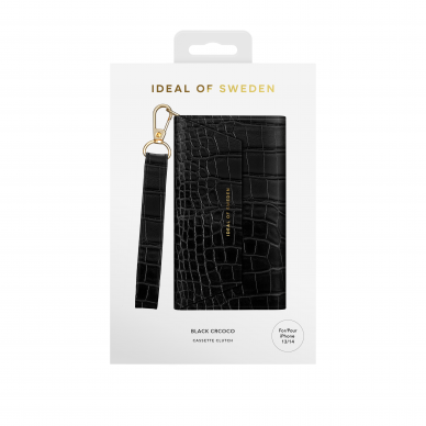 iPhone 14 iDeal Of Sweden dėklas Cassette Clutch Black Croco 1