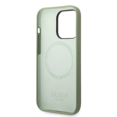 iPhone 14 PLUS chaki spalvos Magsafe GUESS nugarėlė GUHMP14MSBPLA 1