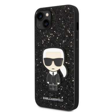 iPhone 14 PLUS juoda glitter KARL LAGERFELD nugarėlė KLHCP14MGFKPK 3