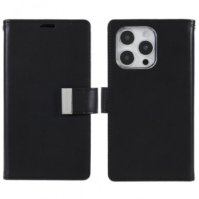 iPhone 14 PLUS juodas MERCURY RICH DIARY dėklas 2