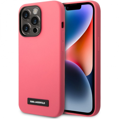 iPhone 14 PLUS neo rožinė Magsafe KARL LAGERFELD nugarėlė KLHMP14MSLMP1PI 3