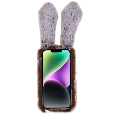 iPhone 14 PLUS brown nugarėlė Fluffy rabbit 1