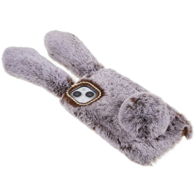 iPhone 14 PLUS brown nugarėlė Fluffy rabbit 2