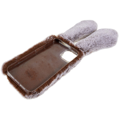 iPhone 14 PLUS brown nugarėlė Fluffy rabbit 5