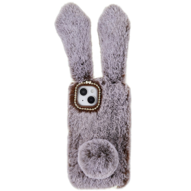 iPhone 14 PLUS brown nugarėlė Fluffy rabbit