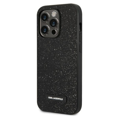 iPhone 14 PRO black Glitter Plaque Logo KARL LAGERFELD nugarėlė 1