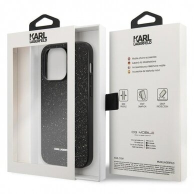 iPhone 14 PRO black Glitter Plaque Logo KARL LAGERFELD nugarėlė 7