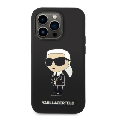 iPhone 14 PRO MAX black Silicone Ikonik Magsafe KARL LAGERFELD nugarėlė 2