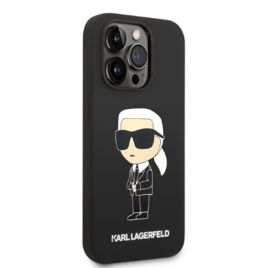 iPhone 14 PRO MAX black Silicone Ikonik Magsafe KARL LAGERFELD nugarėlė 3