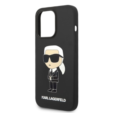 iPhone 14 PRO MAX black Silicone Ikonik Magsafe KARL LAGERFELD nugarėlė 5