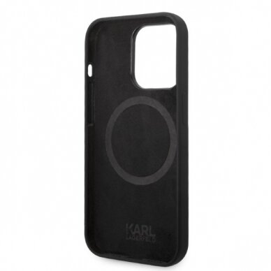 iPhone 14 PRO MAX black Silicone Ikonik Magsafe KARL LAGERFELD nugarėlė 6