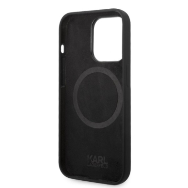 iPhone 14 PRO MAX black Silicone Ikonik Magsafe KARL LAGERFELD nugarėlė 6