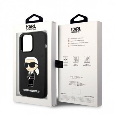 iPhone 14 PRO MAX black Silicone Ikonik Magsafe KARL LAGERFELD nugarėlė 7
