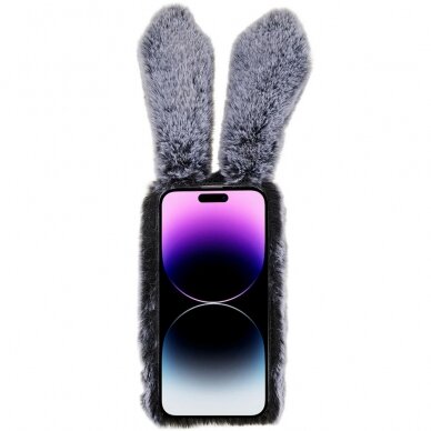 iPhone 14 PRO MAX dark grey nugarėlė Fluffy rabbit 1