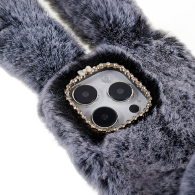 iPhone 14 PRO MAX dark grey nugarėlė Fluffy rabbit 3