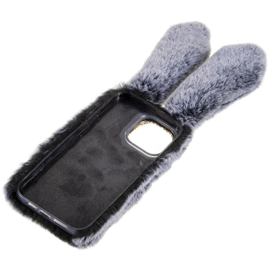 iPhone 14 PRO MAX dark grey nugarėlė Fluffy rabbit 5