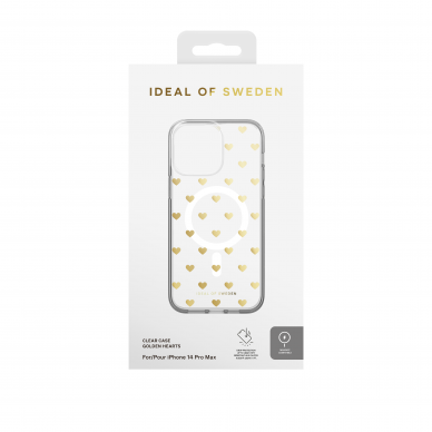iPhone 14 PRO MAX iDeal Of Sweden Clear MagSafe nugarėlė Golden Hearts 3