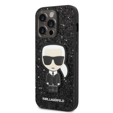 iPhone 14 PRO MAX juoda glitter KARL LAGERFELD nugarėlė KLHCP14XGFKPK 3