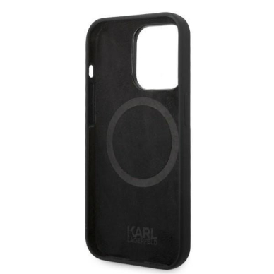 iPhone 14 PRO MAX black Silicone Liquid Magsafe KARL LAGERFELD nugarėlė 2