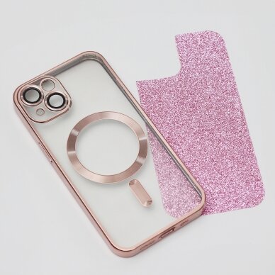 iPhone 14 PRO MAX pink Glitter Chrome Mag nugarėle 3