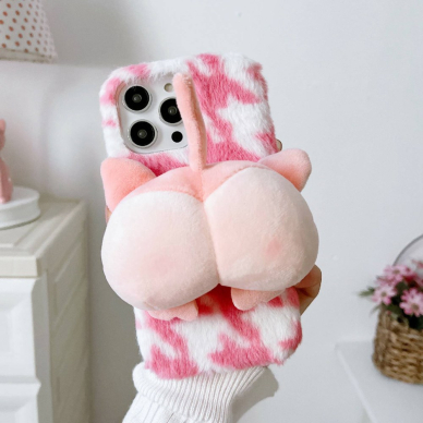 iPhone 14 PRO MAX pink nugarėlė Fluffy Monkey 1
