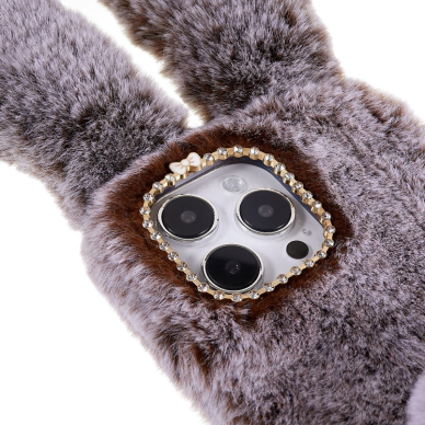 iPhone 14 PRO MAX brown nugarėlė Fluffy rabbit 3